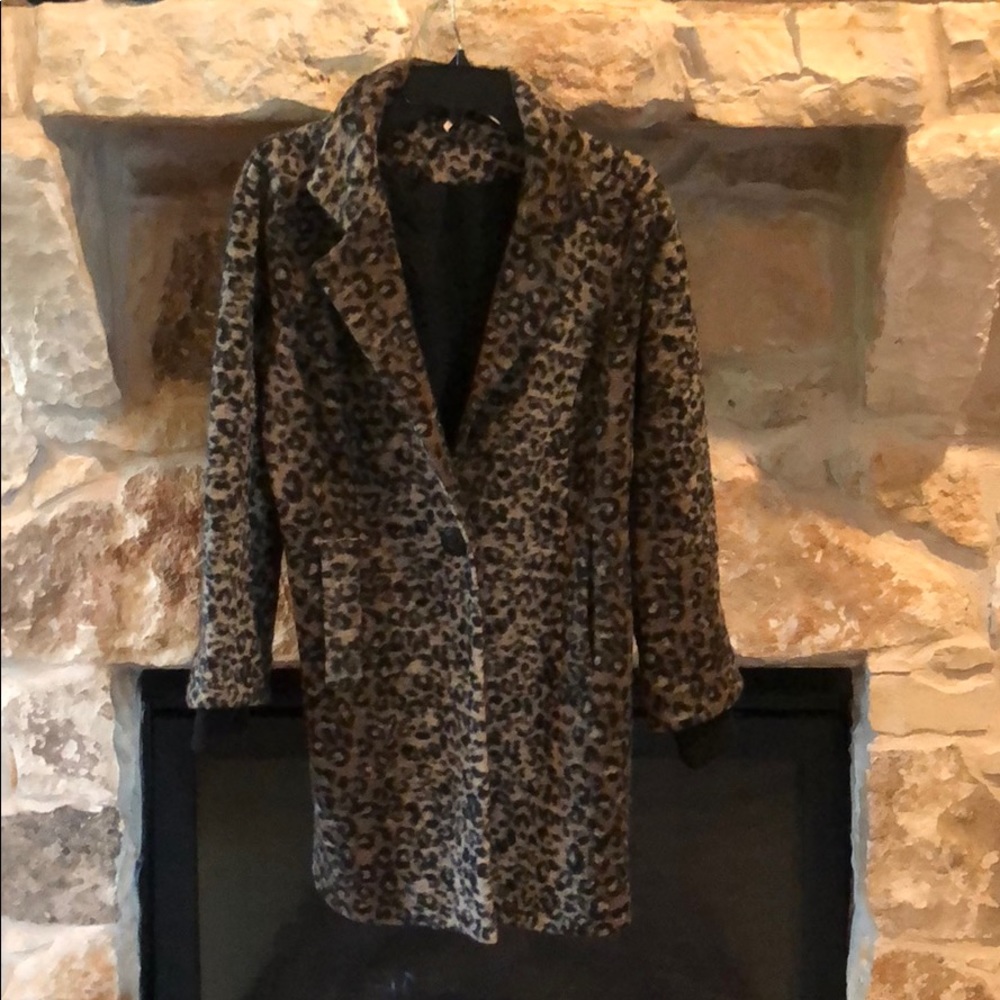 Free people leopard print pea coat